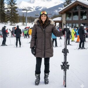 Lauren Ralph Lauren Active  Down Puffer Parka Faux Fur Trim Hood Coat Womens Med